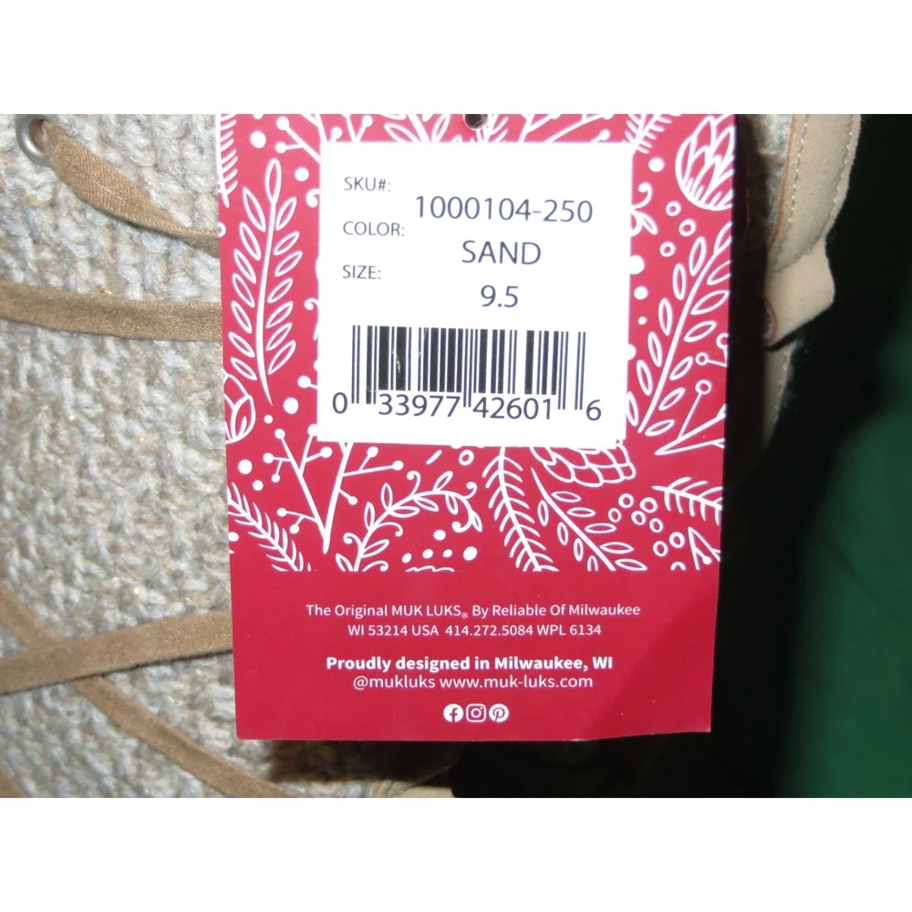 NWT MUK LUKS Women's Sand Knit Boots Memory Foam Insole 1000104-250 Size 9.5